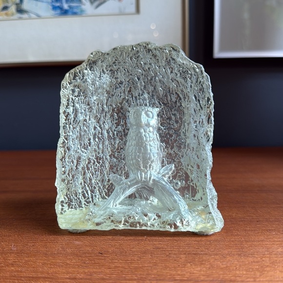 Reversed Carved Lucite owl  Sculpture Signed Agustin - Picture 4 of 11